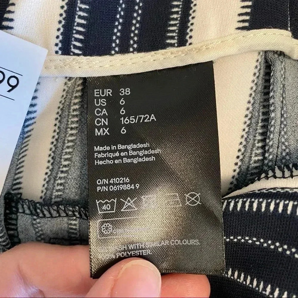 NWT H&M High Waist Navy Striped Wide  Leg Shorts Tie Belt Waist - Picture 10 of 16